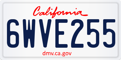 CA license plate 6WVE255