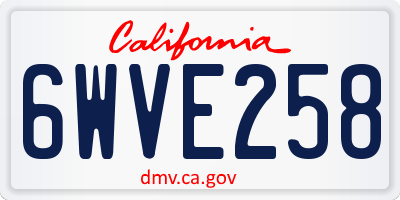 CA license plate 6WVE258