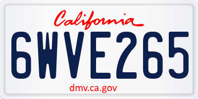 CA license plate 6WVE265