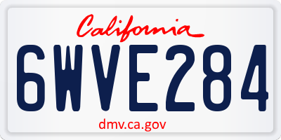 CA license plate 6WVE284
