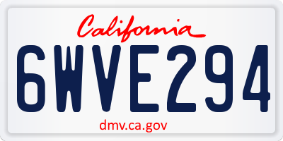 CA license plate 6WVE294