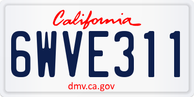 CA license plate 6WVE311