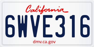 CA license plate 6WVE316