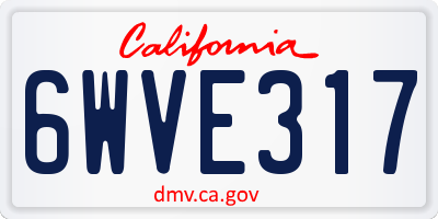 CA license plate 6WVE317