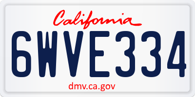CA license plate 6WVE334