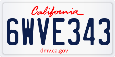 CA license plate 6WVE343