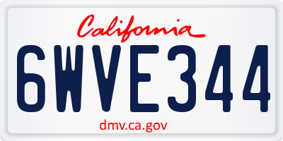 CA license plate 6WVE344