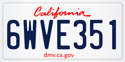 CA license plate 6WVE351