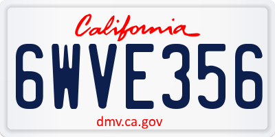 CA license plate 6WVE356