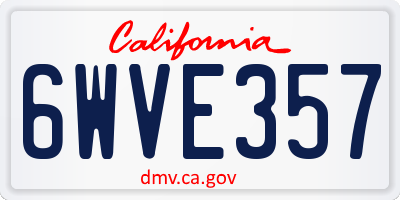 CA license plate 6WVE357