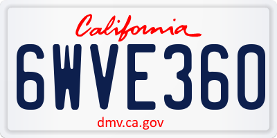 CA license plate 6WVE360