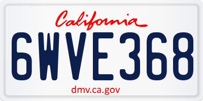 CA license plate 6WVE368