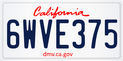 CA license plate 6WVE375