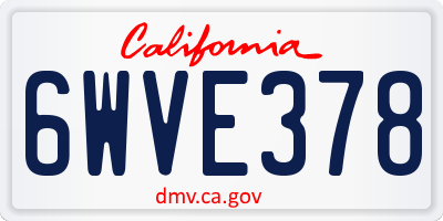 CA license plate 6WVE378