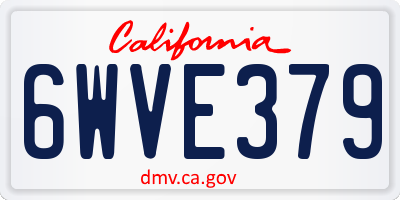 CA license plate 6WVE379