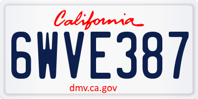 CA license plate 6WVE387