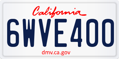 CA license plate 6WVE400