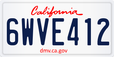 CA license plate 6WVE412