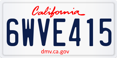 CA license plate 6WVE415