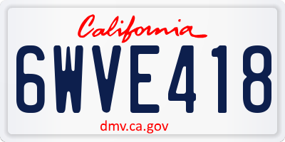 CA license plate 6WVE418