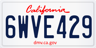 CA license plate 6WVE429