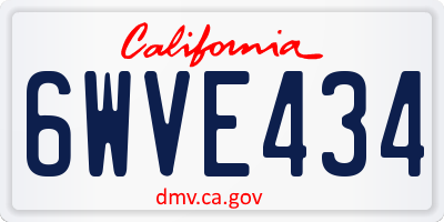 CA license plate 6WVE434
