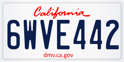 CA license plate 6WVE442