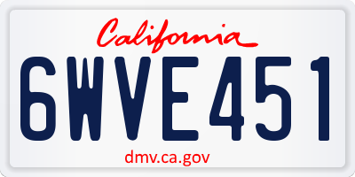 CA license plate 6WVE451