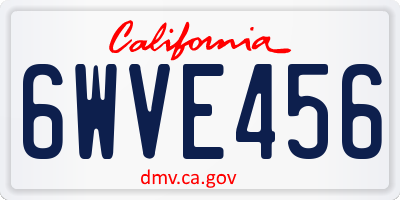 CA license plate 6WVE456