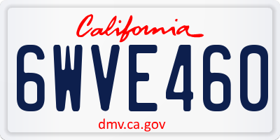 CA license plate 6WVE460