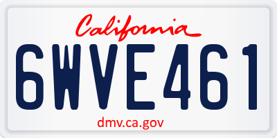 CA license plate 6WVE461