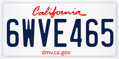 CA license plate 6WVE465