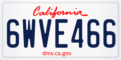 CA license plate 6WVE466