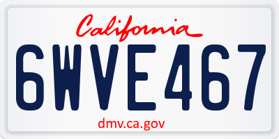 CA license plate 6WVE467