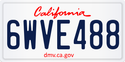 CA license plate 6WVE488