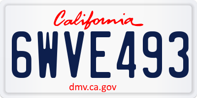 CA license plate 6WVE493