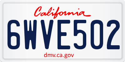 CA license plate 6WVE502