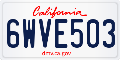 CA license plate 6WVE503