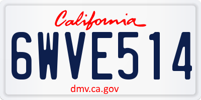 CA license plate 6WVE514