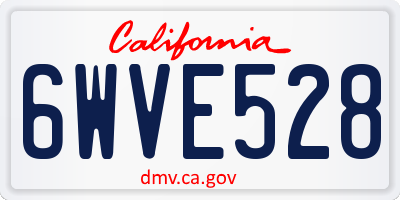 CA license plate 6WVE528