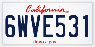 CA license plate 6WVE531