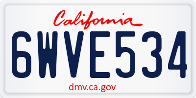 CA license plate 6WVE534