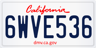CA license plate 6WVE536