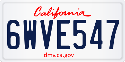 CA license plate 6WVE547