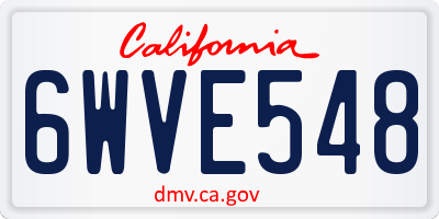 CA license plate 6WVE548