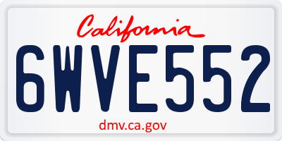 CA license plate 6WVE552