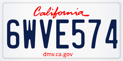 CA license plate 6WVE574