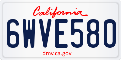 CA license plate 6WVE580