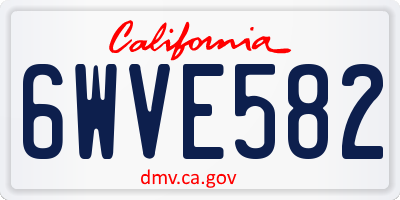 CA license plate 6WVE582
