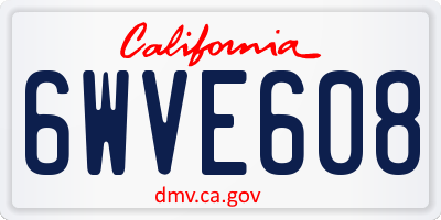 CA license plate 6WVE608
